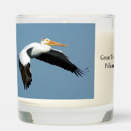 Great White Pelican glass candle