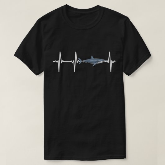 Great White Shark Heartbeat Shark Lovers Pullover Tシャツ (デザイン正面)