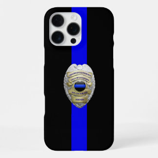Greater Love Police Badge Thin Blue Line iPhone 16 Pro Maxケース