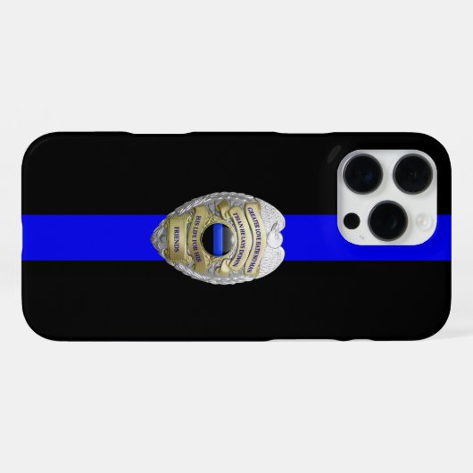 Greater Love Police Badge Thin Blue Line iPhoneケース (裏面横)