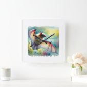 Greater Noctule Bat 120924AREF149 - Watercolor スクエア壁時計 (ホーム)
