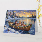 Greater Swiss Mountain Dog Christmas Boat Holiday カード (黄色い花)