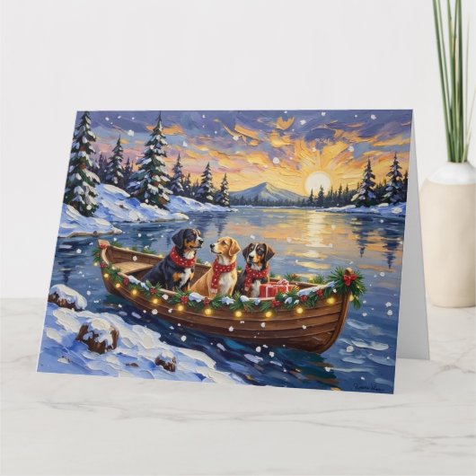 Greater Swiss Mountain Dog Christmas Boat Holiday カード (正面)