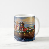 Greater Swiss Mountain Dog Christmas Boat Holiday コーヒーマグカップ (正面右)