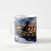 Greater Swiss Mountain Dog Christmas Boat Holiday コーヒーマグカップ (正面左)