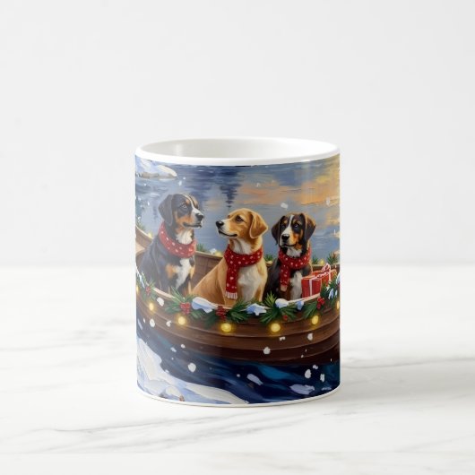 Greater Swiss Mountain Dog Christmas Boat Holiday コーヒーマグカップ (中央)