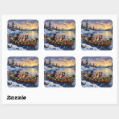 Greater Swiss Mountain Dog Christmas Boat Holiday スクエアシール (シート)