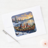 Greater Swiss Mountain Dog Christmas Boat Holiday スクエアシール (封筒)