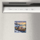 Greater Swiss Mountain Dog Christmas Boat Holiday マグネット (インサイチュ (食洗機))