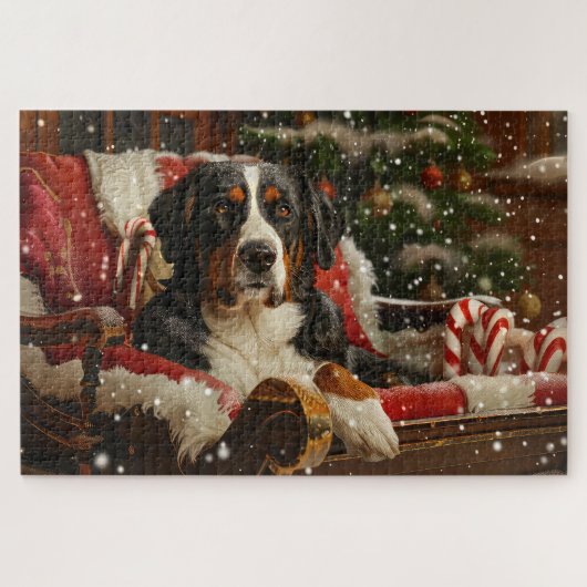 Greater Swiss Mountain Dog Christmas Festive ジグソーパズル (横)