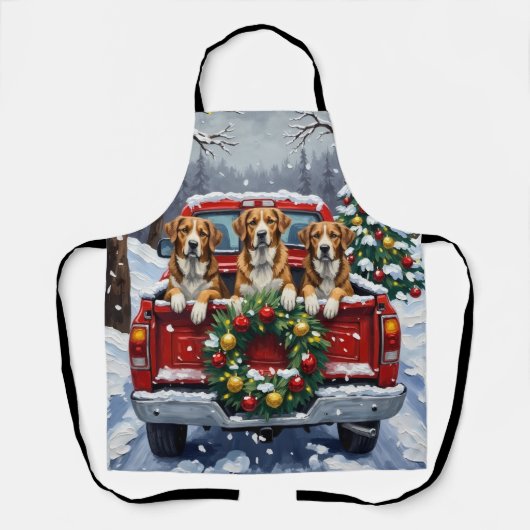 Greater Swiss Mountain Dog Christmas Red Truck エプロン (正面)