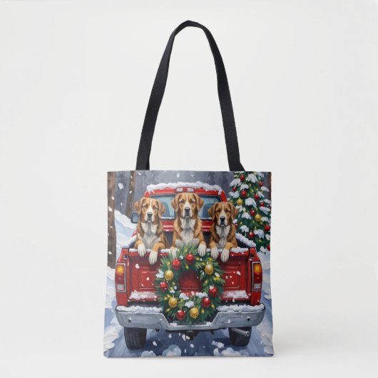 Greater Swiss Mountain Dog Christmas Red Truck トートバッグ (正面)