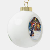 Greater Swiss Mountain Dog Snowy Cabin Santa Hat セラミックボールオーナメント (左)