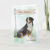 Greater Swiss Mountain Dog Under Birthday Sign カード (正面)