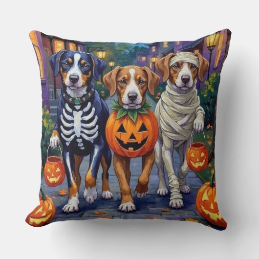 Greater Swiss Mountain Trick-or-Treating Halloween クッション (正面)