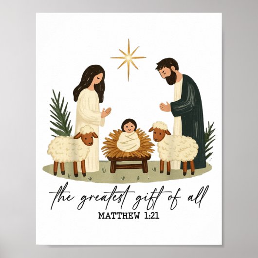 Greatest Gift Of All Nativity Scene Christian Chri ポスター (正面)