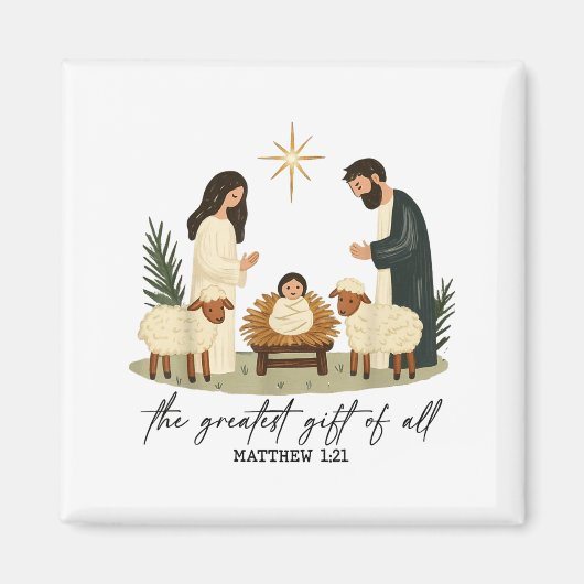 Greatest Gift Of All Nativity Scene Christian Chri マグネット (正面)