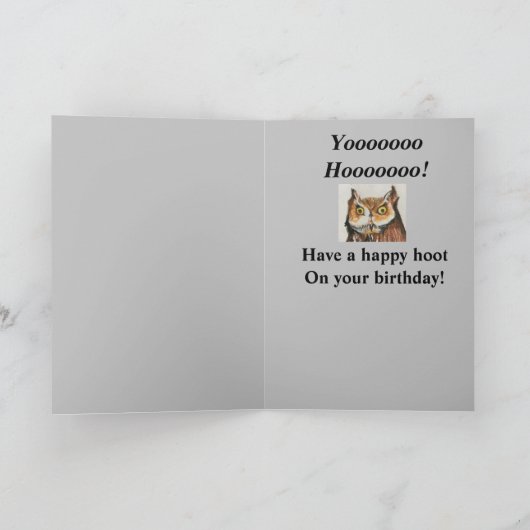 Greatest Husband Birthday Owl Brown Black Funny カード (内部)