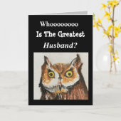 Greatest Husband Birthday Owl Brown Black Funny カード (黄色い花)