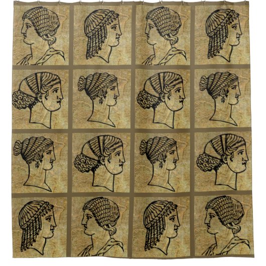 Grecianギリシャの女性の古代旧式なシャワー・カーテン シャワーカーテン (正面)