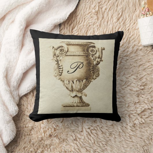 Grecianローマの壷のアンフォラのモノグラムの装飾用クッション クッション (ブランケット)