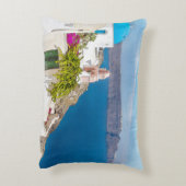 Grecian楽園。 Santoriniの水彩画の絵画 アクセントクッション (裏面(縦))