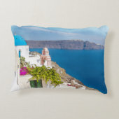 Grecian楽園。 Santoriniの水彩画の絵画 アクセントクッション (裏面)