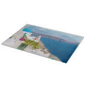 Grecian楽園。 Santoriniの水彩画の絵画 カッティングボード (角)