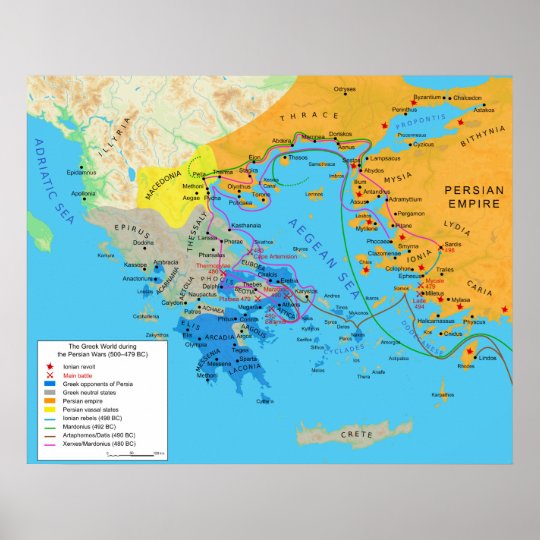 Grecoのペルシャ人戦争の間のギリシャの世界の地図 ポスター Zazzle Co Jp