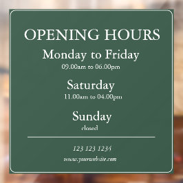 Gree Business Opening Hours Sign | Window Cling ウィンドウサイン