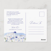 Greece 結婚's Thank You Script Monogram Photo ポストカード (裏面)