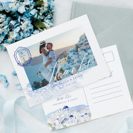Greece 結婚's Thank You Script Monogram Photo ポストカード