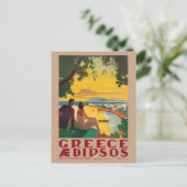 Greece Aidipsos Vintage Poster 1940s ポストカード (スタンド正面)