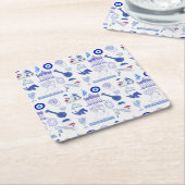 Greece Blue and White スクエアペーパーコースター (アングル)