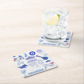  Greece Blue and White スクエアペーパーコースター (インサイチュ)