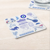  Greece Blue and White スクエアペーパーコースター (アングル)