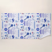 Greece Blue and White ビーチタオル (正面)
