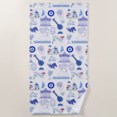 Greece Blue and White ビーチタオル (正面)
