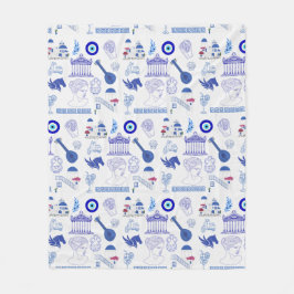 Greece Blue and White フリースブランケット