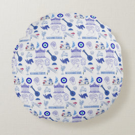 Greece Blue and White ラウンドクッション