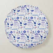 Greece Blue and White ラウンドクッション (裏面)