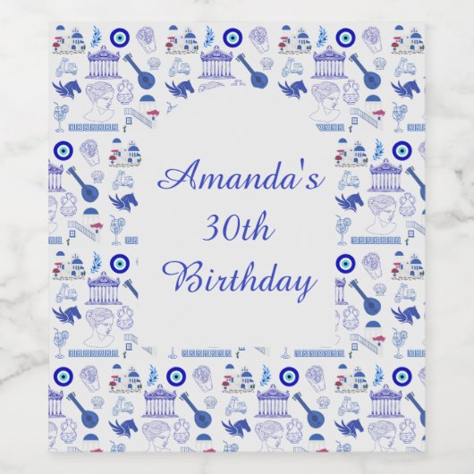 Greece Blue and White ワインラベル (シングルラベル)