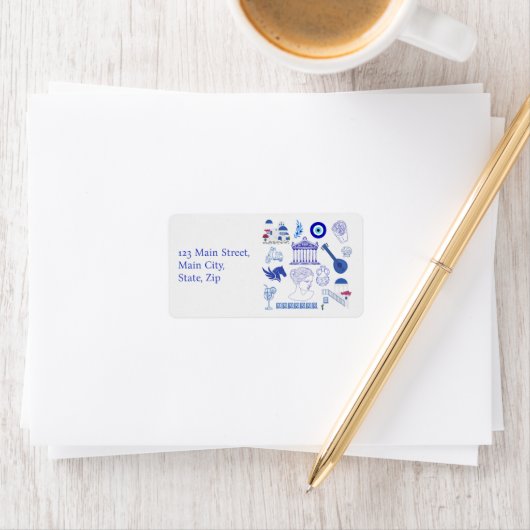Greece Blue and White Address ラベル (インサイチュ)