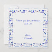 Greece Blue and White Birthday サンキューカード (裏面)
