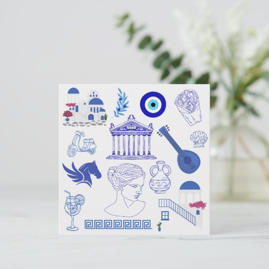 Greece Blue and White Birthday 招待状 (スタンド正面)