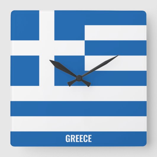 Greece Flag Dazzling Patriotic スクエア壁時計 (正面)