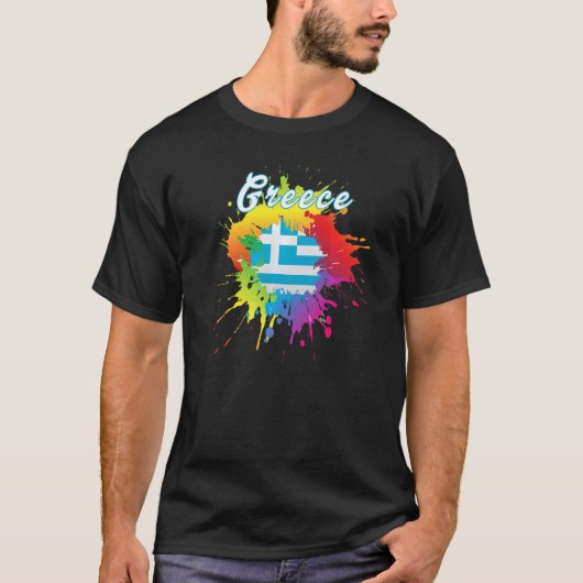 Greece Flag Gay Colorful Splash Greek Flag Tシャツ (正面)