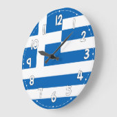 Greece Flag Wall Clock – Patriotic Greek Decor ラージ壁時計 (傾斜)
