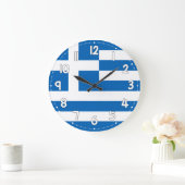 Greece Flag Wall Clock – Patriotic Greek Decor ラージ壁時計 (ホーム)