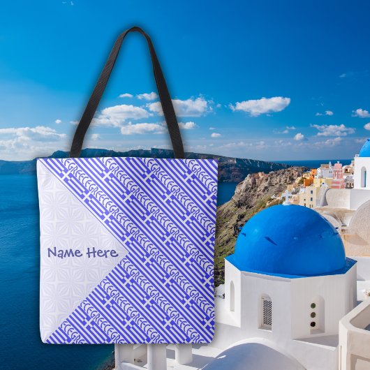 Greece Greek Flag Tiled Blue Personalized  トートバッグ